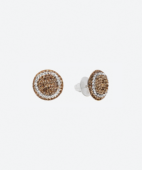 Dainty Round studs 2 tones Gold & Crystal / Silver - La Costa Organic Jewelry