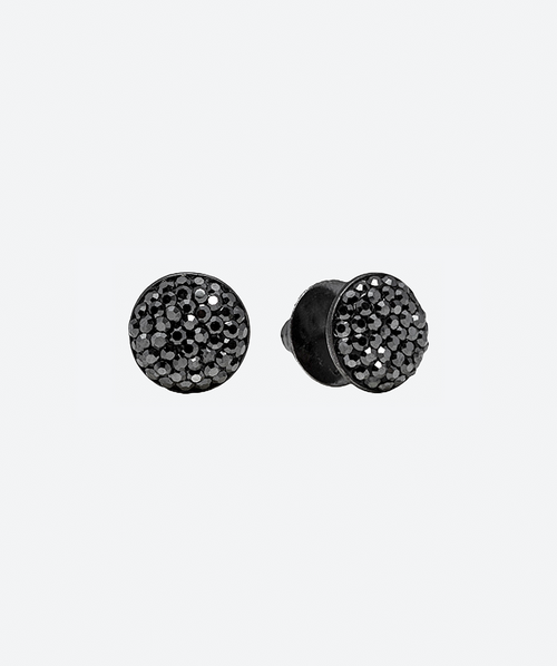 Dainty Crystal Round Studs Hematite / Black - La Costa Organic Jewelry