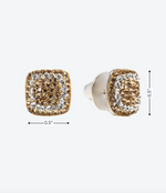 Crystal Square Studs 2 tones