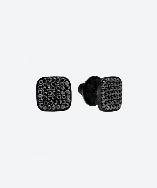 Crystal Square Studs Hematite / Black - La Costa Organic Jewelry