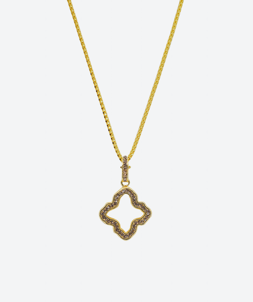 Brilliant Open Flower Crystal Pendant Necklace Gold / Gold - La Costa Organic Jewelry