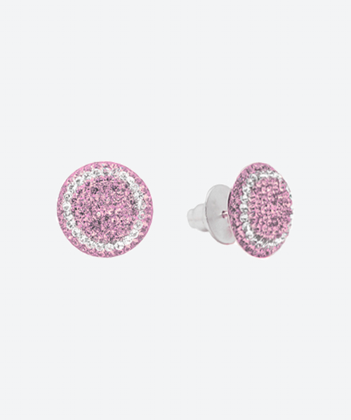 Crystal Round Studs 2 tones - La Costa Organic Jewelry