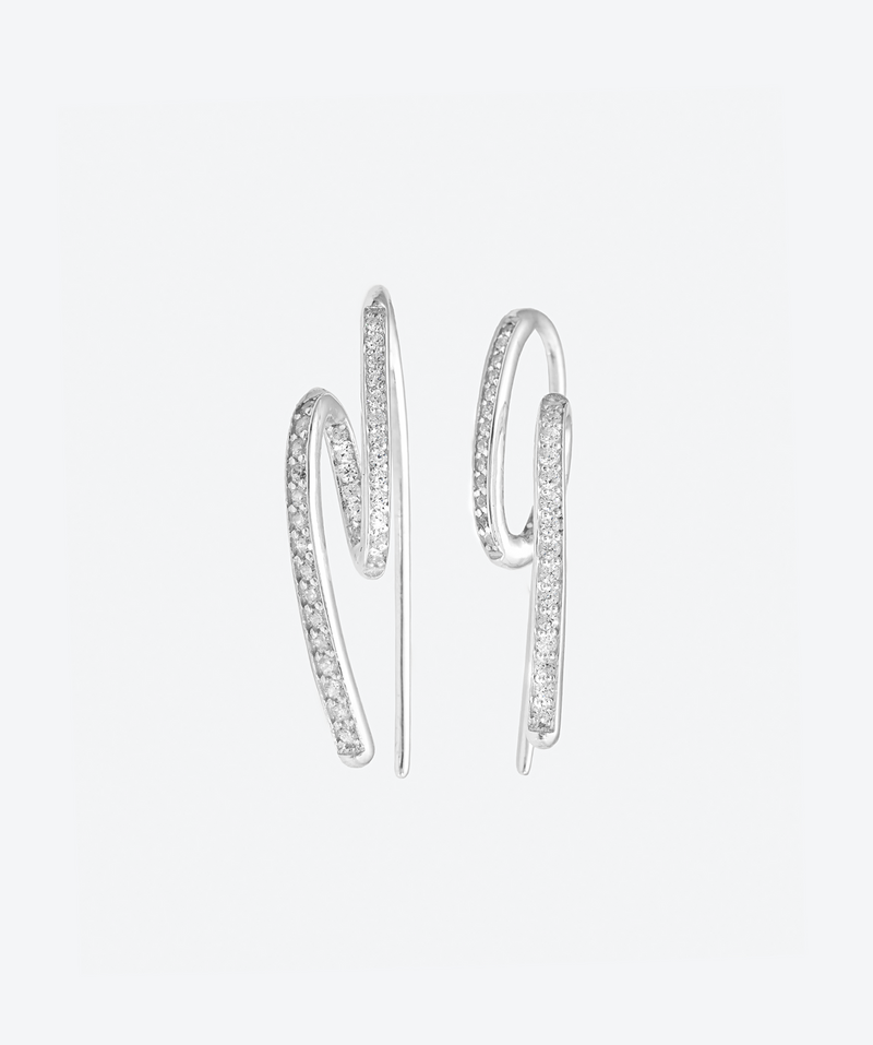 High Roller Loops Crystal / Silver - La Costa Organic Jewelry