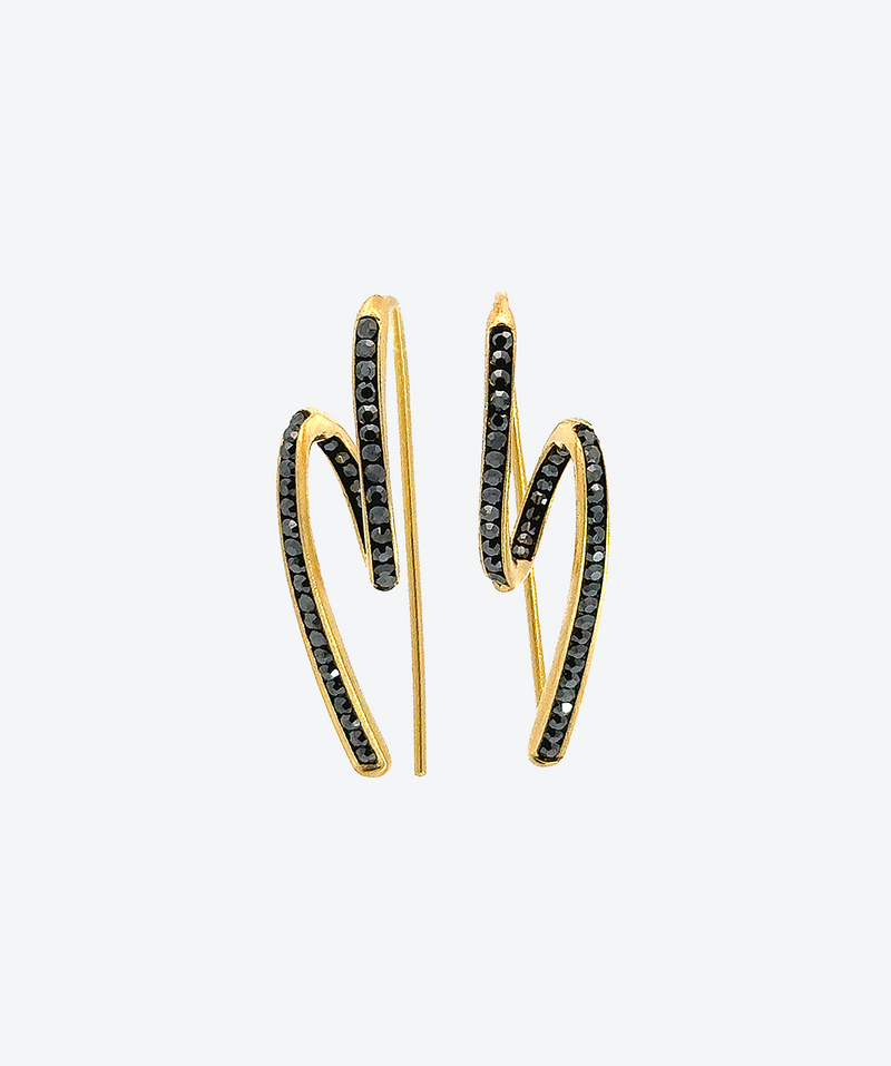 High Roller Loops Hematite / Gold - La Costa Organic Jewelry