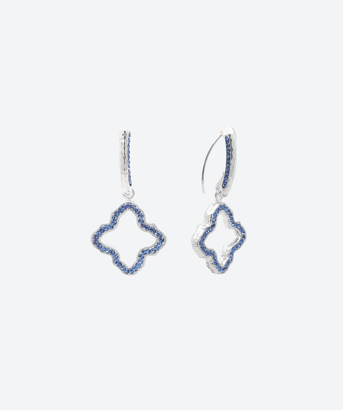 Open Flower Loop Earrings Sapphire / Silver - La Costa Organic Jewelry