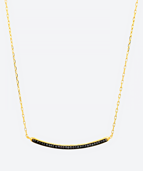 Simplicity Bar Necklace Hematite / Gold - La Costa Organic Jewelry