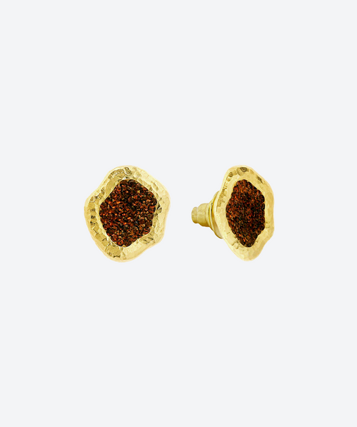 Geode Studs Cognac / gold - La Costa Organic Jewelry