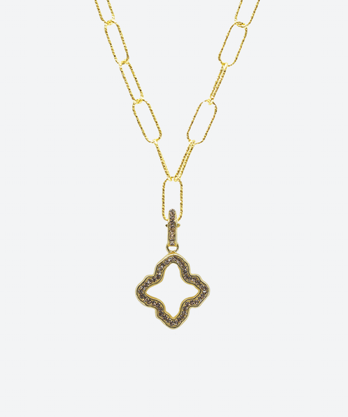 Brilliant Open Flower Crystal Charm Necklace Gold / Gold - La Costa Organic Jewelry