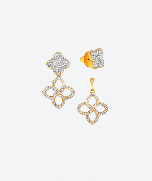 Dainty Flower Cascade Earrings Crystal / Gold - La Costa Organic Jewelry