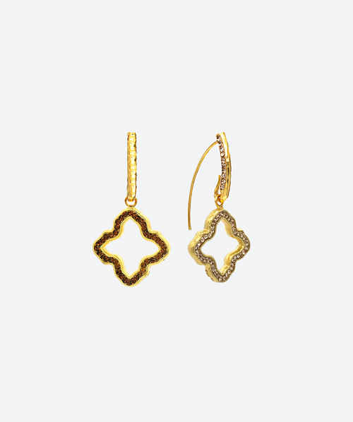 Open Flower Loop Earrings Cognac / gold - La Costa Organic Jewelry