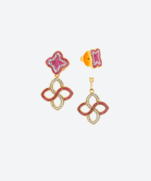 2 tones Dainty Flower Cascade Earrings - La Costa Organic Jewelry