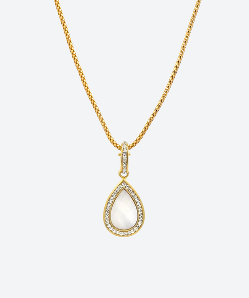 Dainty Tear Gem Charm Necklace