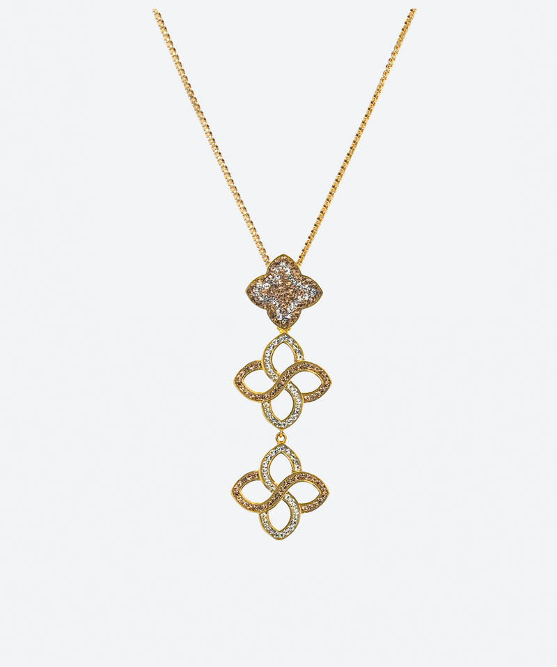 2 Tones Crystal Flower Cascade Necklace - La Costa Organic Jewelry