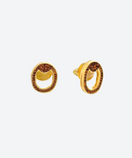 Open Circle Stud Earrings Cognac / gold - La Costa Organic Jewelry