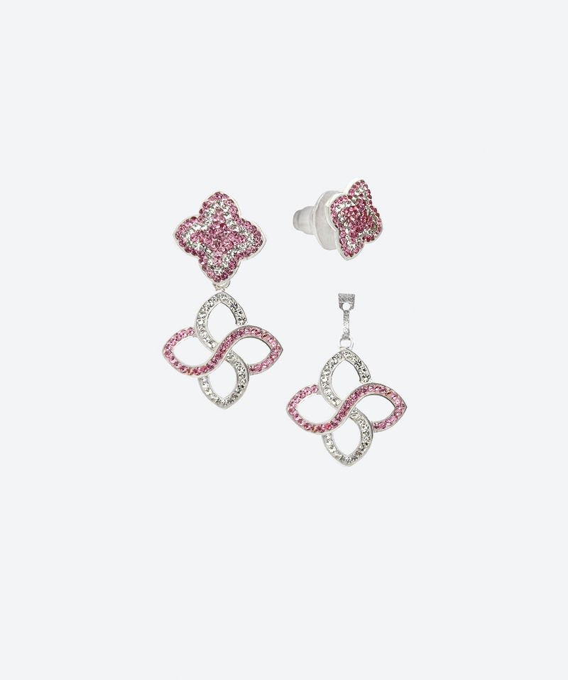 2 tones Dainty Flower Cascade Earrings - La Costa Organic Jewelry