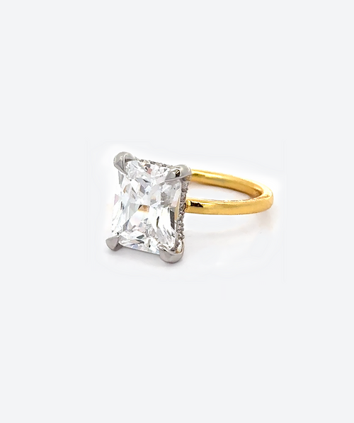 Radiant 2c Crystal Solitaire Ring - La Costa Organic Jewelry