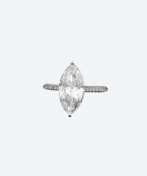 Marquise 3ct Crystal Solitaire Ring - La Costa Organic Jewelry