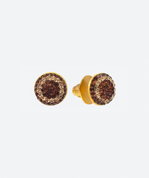 Dainty Round studs 2 tones Cognac & Gold / Gold - La Costa Organic Jewelry
