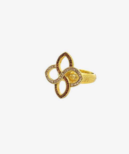 Open flower ring Cognac & Gold / Gold - La Costa Organic Jewelry