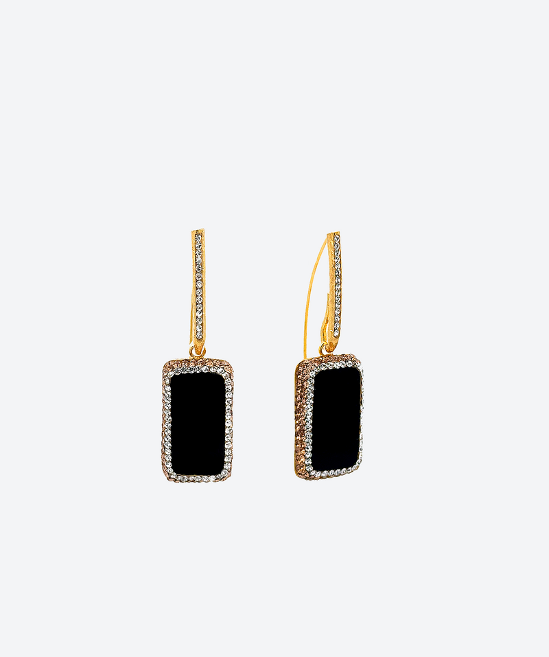 Dainty Rectangle Loop Onyx / Gold - La Costa Organic Jewelry