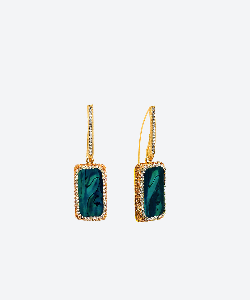 Dainty Rectangle Loop Abalone / Gold - La Costa Organic Jewelry