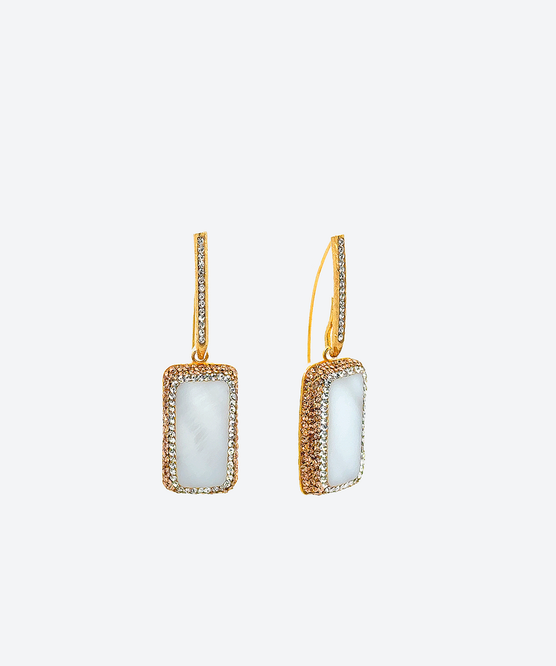 Dainty Rectangle Loop Mother of Pearl / Gold - La Costa Organic Jewelry