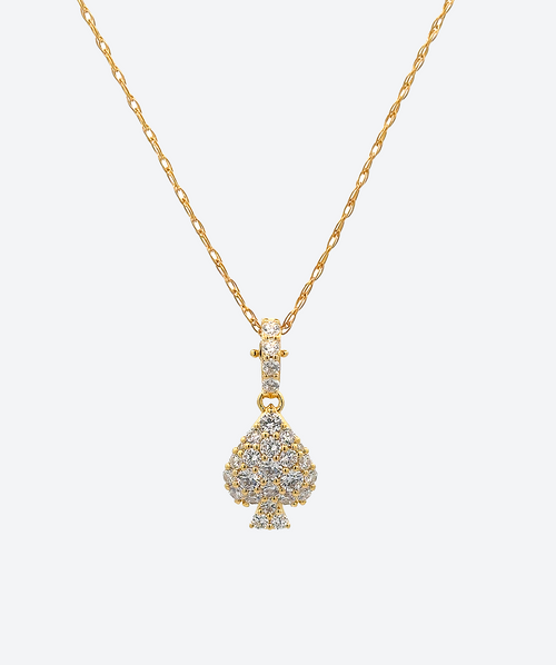 Brimming Spade Necklace Crystal / Gold - La Costa Organic Jewelry