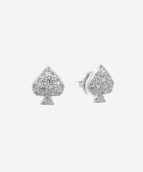 Brimming Spade Stud Earrings Crystal / Silver - La Costa Organic Jewelry
