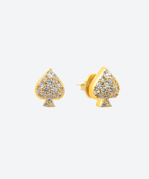 Brimming Spade Stud Earrings Crystal / Gold - La Costa Organic Jewelry