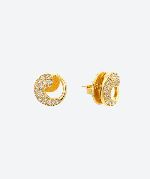 Ying Yang Stud Earrings Crystal / Gold - La Costa Organic Jewelry