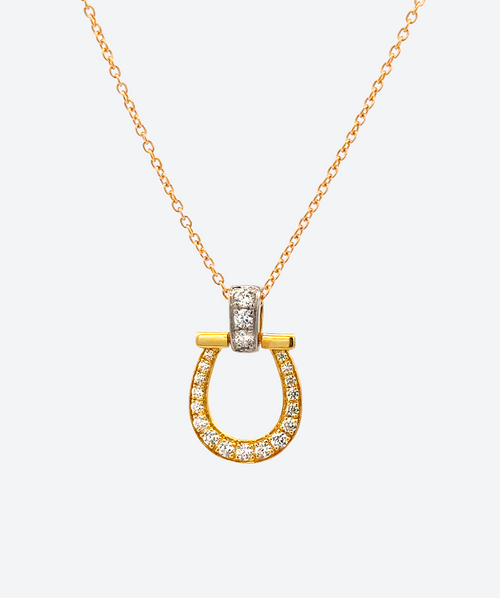 2 Tones Lucky Derby Necklace Crystal / Gold & Silver - La Costa Organic Jewelry