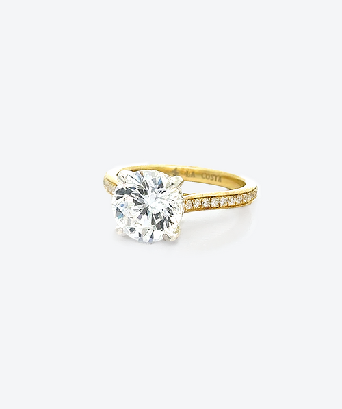 Round Crystal Solitaire Ring 2ct Gold - La Costa Organic Jewelry