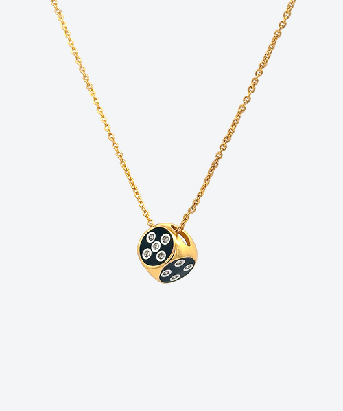 Dice Necklace Hematite / Gold - La Costa Organic Jewelry