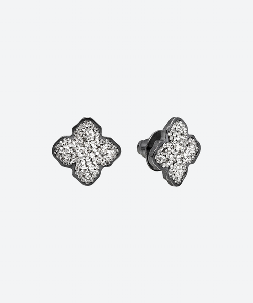 Flower Stud Earrings Black Diamond / Black - La Costa Organic Jewelry