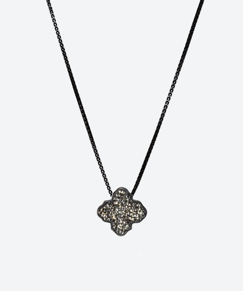 Flower 2way Necklace Black Diamond / Black - La Costa Organic Jewelry