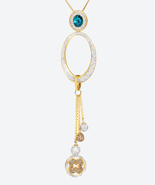O Gem Tassel Pendant Necklace Abalone / Gold - La Costa Organic Jewelry