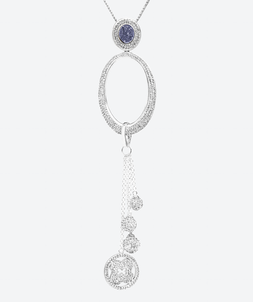 O Gem Tassel Pendant Necklace Amethyst / Silver - La Costa Organic Jewelry