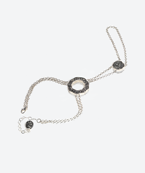 2Way Crystal Baciamano Black Diamond / Silver - La Costa Organic Jewelry