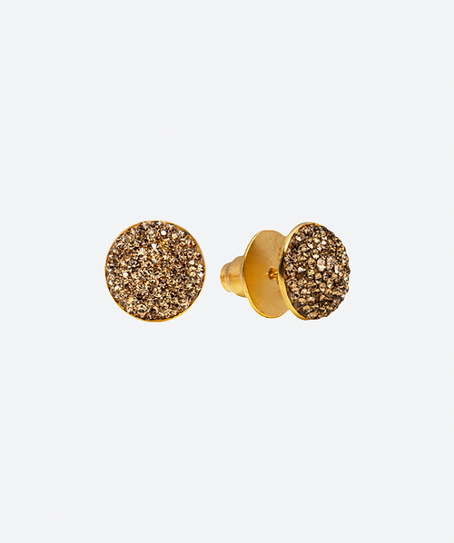 Dainty Crystal Round Studs Gold / Gold - La Costa Organic Jewelry