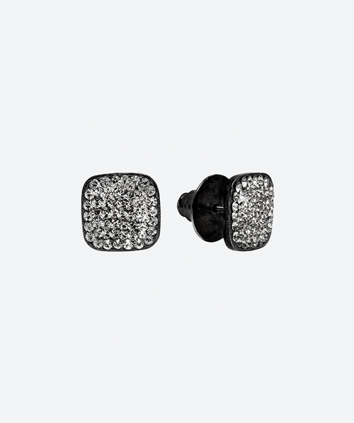 Crystal Square Studs Black Diamond / Black - La Costa Organic Jewelry