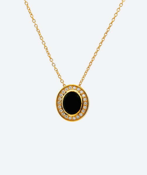 Gem Amulet Necklace Onyx / Gold - La Costa Organic Jewelry