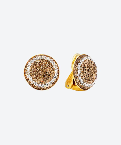 Medium Round Studs 2 Tones w/ Clip Gold / Gold - La Costa Organic Jewelry