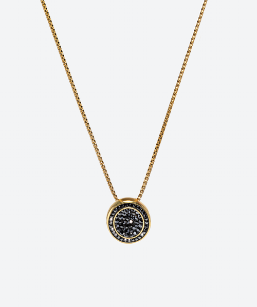 Oval Crystal Necklace Hematite / Gold - La Costa Organic Jewelry