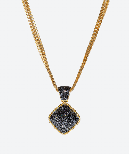 Tiara Crystal Necklace Hematite / Gold - La Costa Organic Jewelry