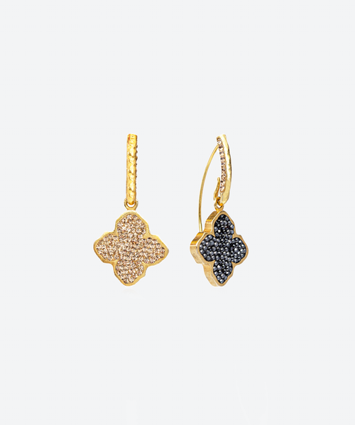 Flower Loop Earrings Hematite / Gold - La Costa Organic Jewelry
