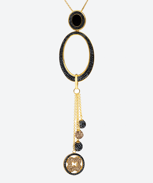 O Gem Tassel Pendant Necklace Onyx / Gold - La Costa Organic Jewelry