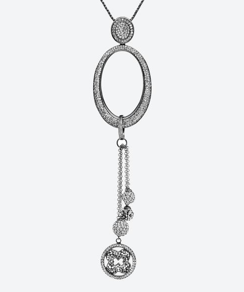 O Pendant & Tassel Necklace Black Diamond / Black - La Costa Organic Jewelry