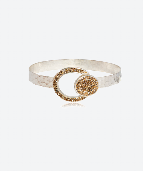 Oval Crystal Bangle Bracelet Gold / Silver - La Costa Organic Jewelry