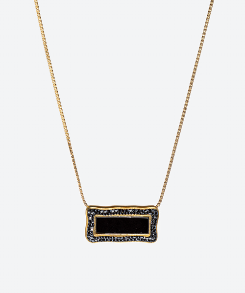 Convertible Rectangle Gem Necklace Onyx / Gold - La Costa Organic Jewelry