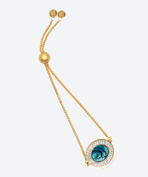 Dainty Gem Slide Bracelet Abalone / Gold - La Costa Organic Jewelry